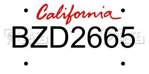 BZD2665 California License Plate