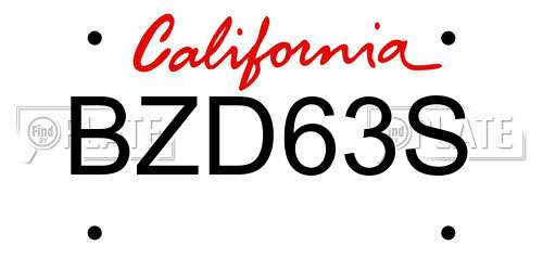 BZD63S California License Plate