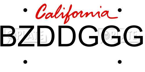 BZDDGGG California License Plate