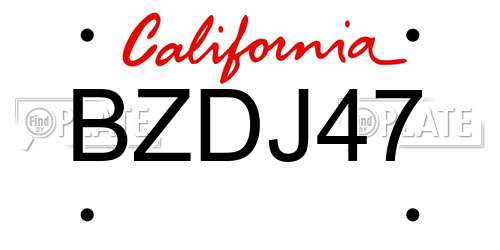 BZDJ47 California License Plate