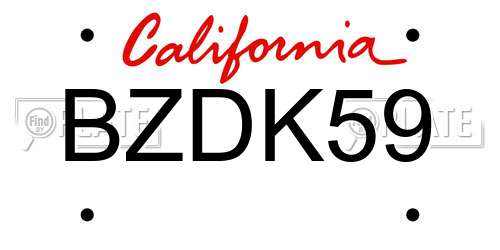 BZDK59 California License Plate