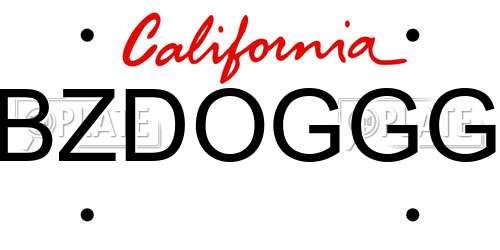 BZDOGGG California License Plate