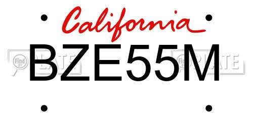 BZE55M California License Plate