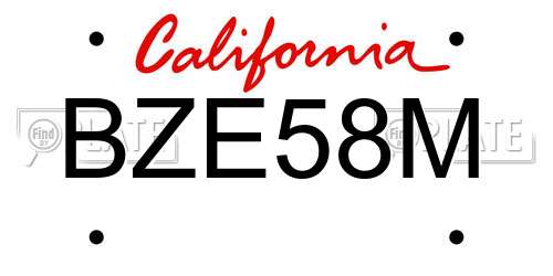 BZE58M California License Plate