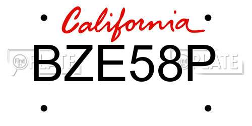 BZE58P California License Plate