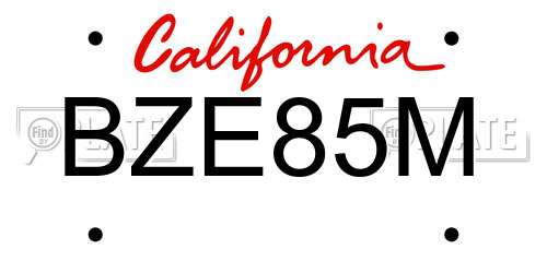 BZE85M California License Plate