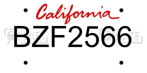 BZF2566 California License Plate