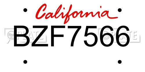 BZF7566 California License Plate