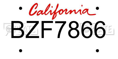 BZF7866 California License Plate