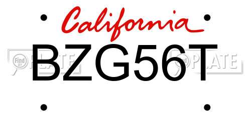 BZG56T California License Plate