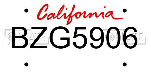 BZG5906 California License Plate