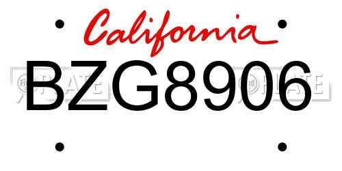 BZG8906 California License Plate