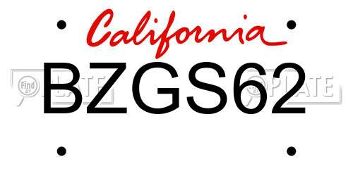 BZGS62 California License Plate