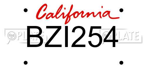 BZI254 California License Plate