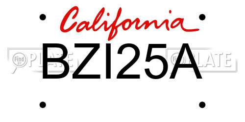BZI25A California License Plate