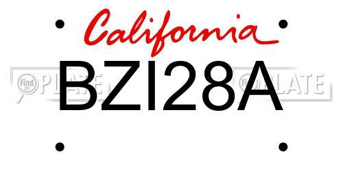 BZI28A California License Plate