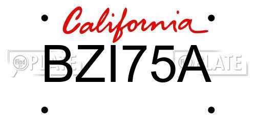 BZI75A California License Plate