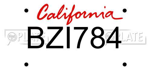 BZI784 California License Plate