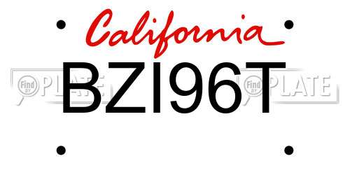 BZI96T California License Plate