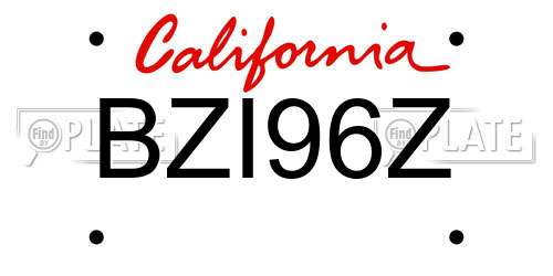 BZI96Z California License Plate