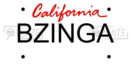 BZINGA California License Plate