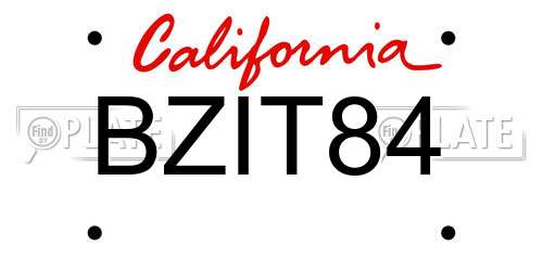 BZIT84 California License Plate