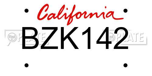 BZK142 California License Plate