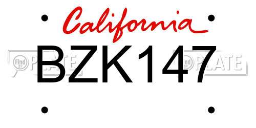 BZK147 California License Plate