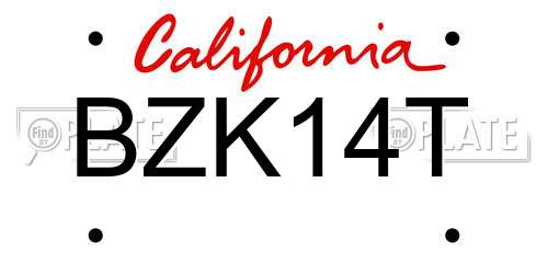 BZK14T California License Plate