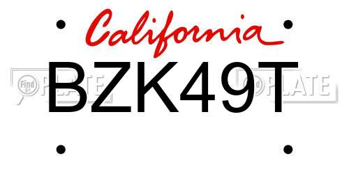 BZK49T California License Plate