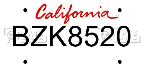 BZK8520 California License Plate