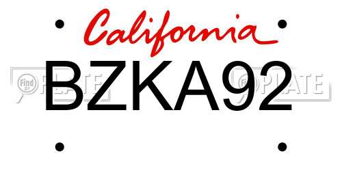 BZKA92 California License Plate