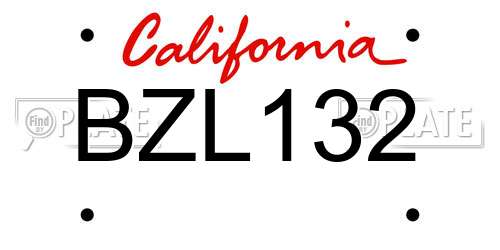 BZL132 California License Plate