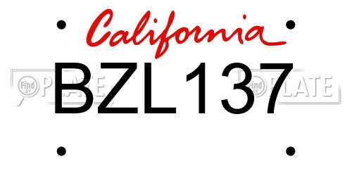 BZL137 California License Plate