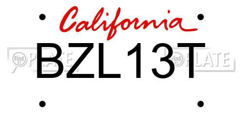 BZL13T California License Plate