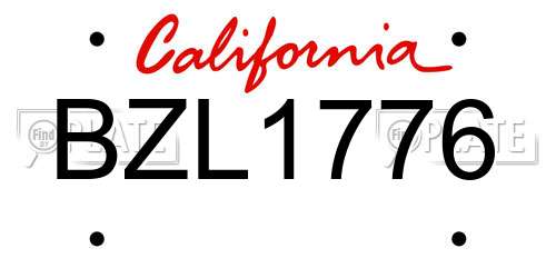 BZL1776 California License Plate
