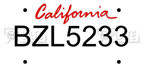 BZL5233 California License Plate