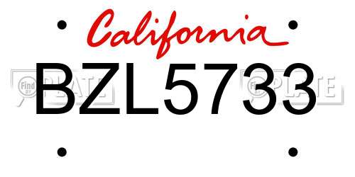 BZL5733 California License Plate