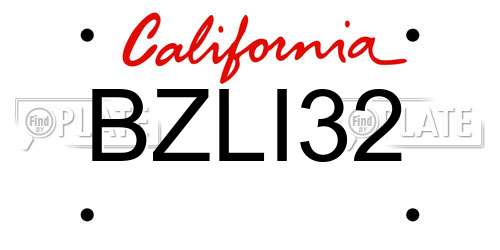 BZLI32 California License Plate