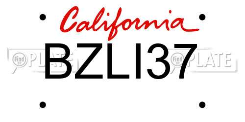 BZLI37 California License Plate