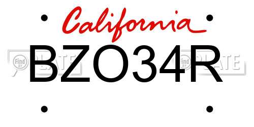 BZO34R California License Plate