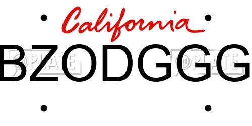 BZODGGG California License Plate