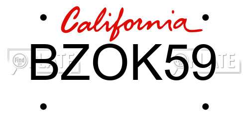 BZOK59 California License Plate