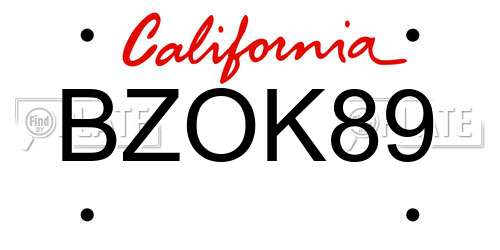 BZOK89 California License Plate