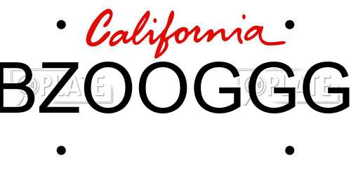 BZOOGGG California License Plate