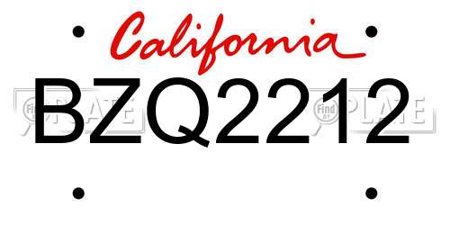 BZQ2212 California License Plate