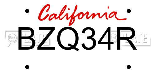 BZQ34R California License Plate