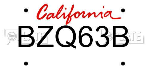 BZQ63B California License Plate
