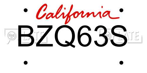 BZQ63S California License Plate