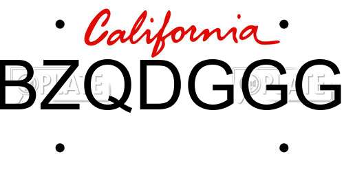 BZQDGGG California License Plate